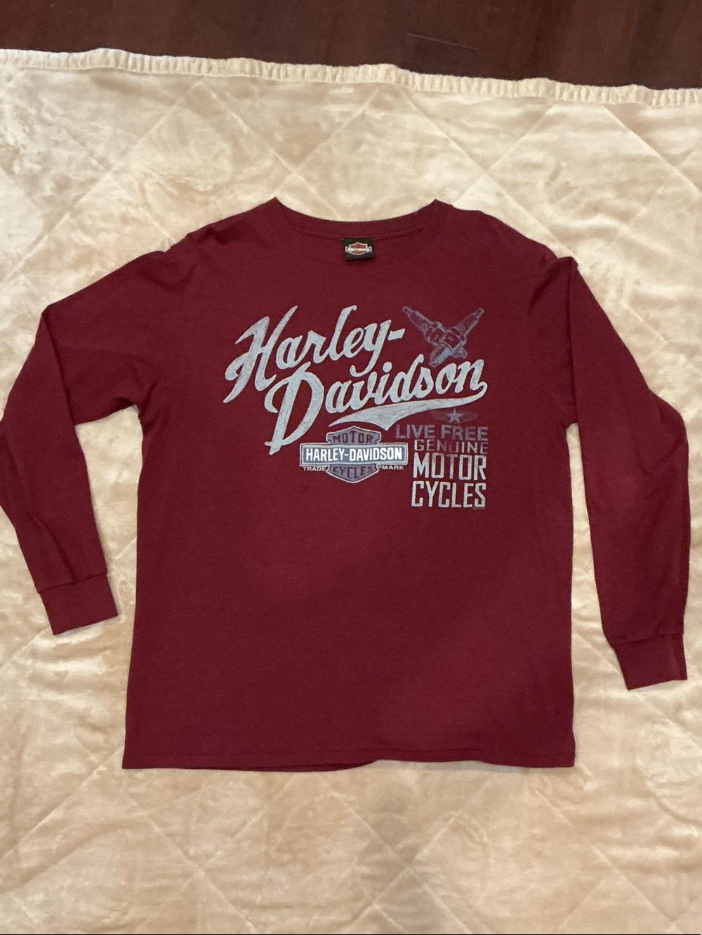 Harley-Davidson Maroon Long Sleeve Graphic Tee